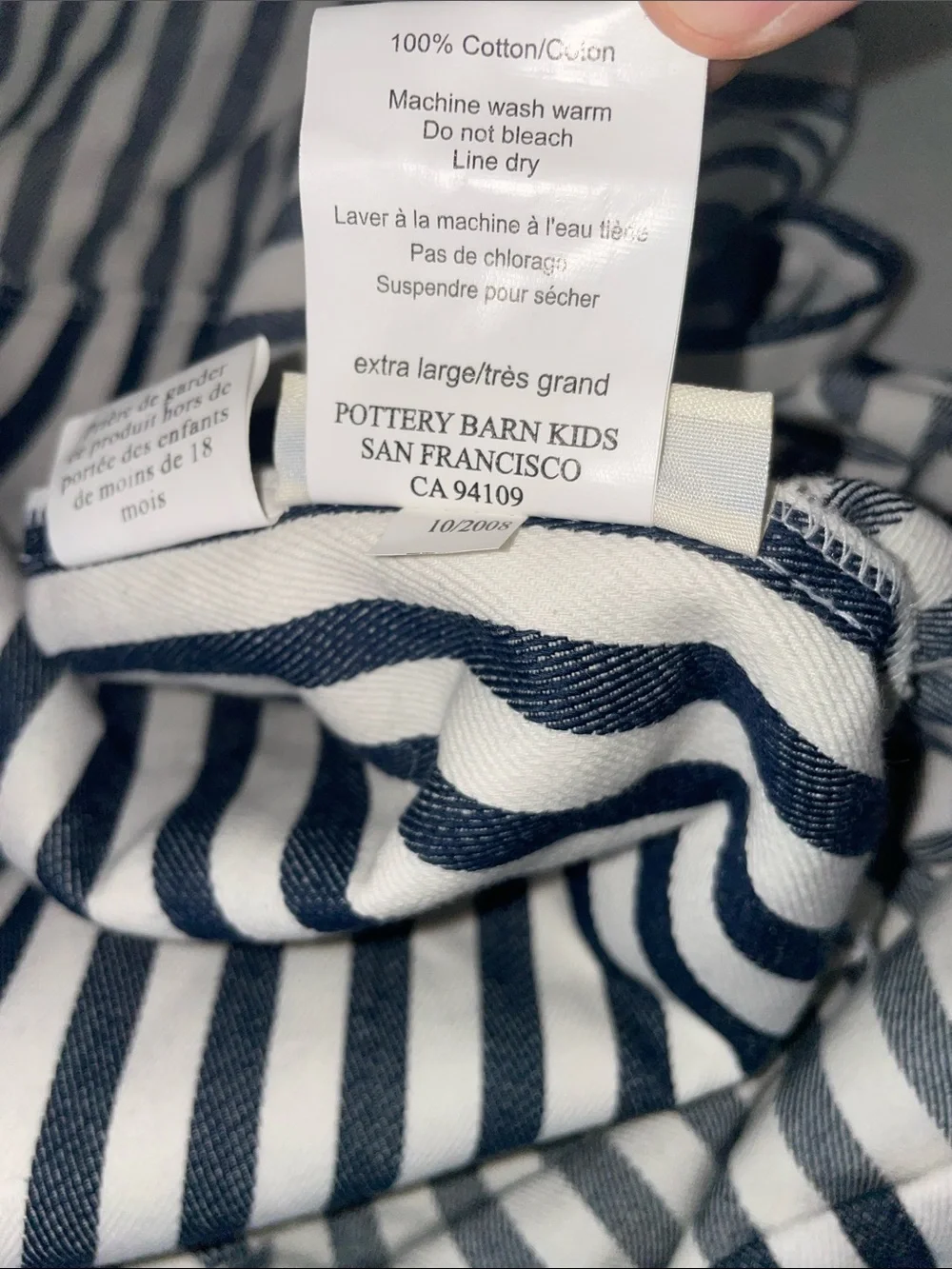 Pottery Barn Kids XL Basket Pottery Barn Kids Navy and White Striped Top